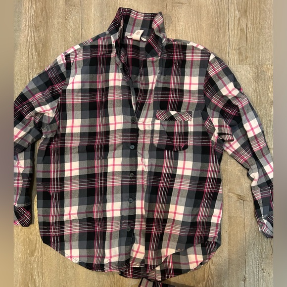 Victoria’s Secret Black Pink Plaid Long Sleeve Pants Pajama Set Pjs SZ M - Picture 3 of 5